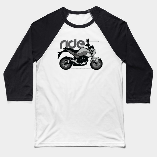 Ride grom bw Baseball T-Shirt by NighOnJoy